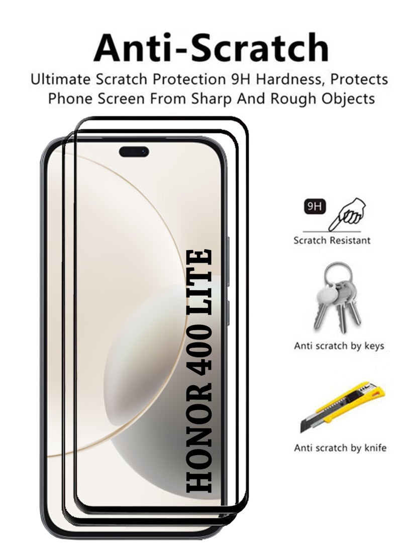 2 Pack Screen Protector for Honor 400 Lite | Tempered Glass Available in Combo Pack Compatible with Honor 400 Lite | Screen Protector Full HD Quality Tempered Glass Anti-Scratch Edge to Edge Coverage with Easy Installation Kit - Black - view 3