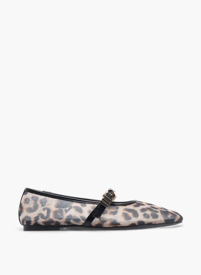 Celeste Womens Animal Print Slip-On Shoes With Buckle Closure