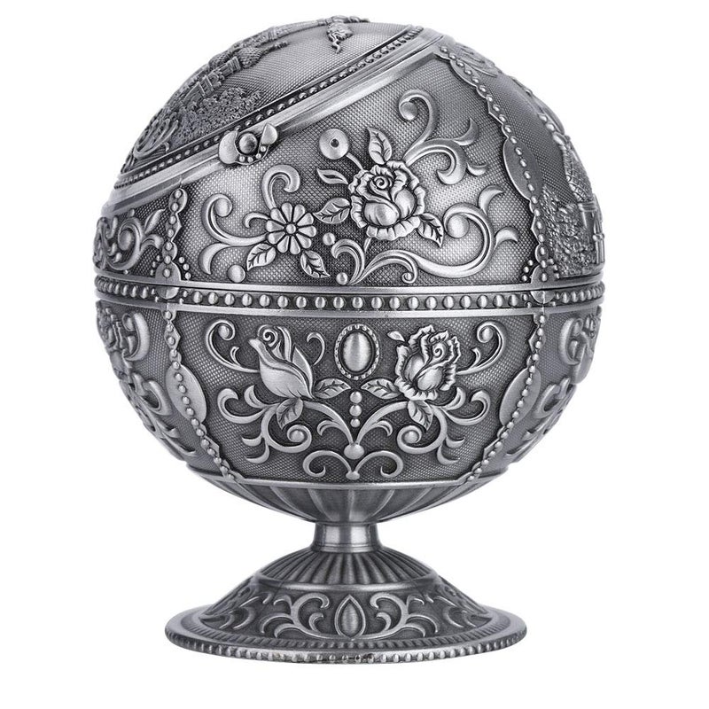 صينية سجائر معدنية مستديرة كلاسيكية بلون قلعة القصدير أنيقة مطلية بالكهرباء، صينية تدخين للمنزل والفندق والنادي كهدية - Image 3