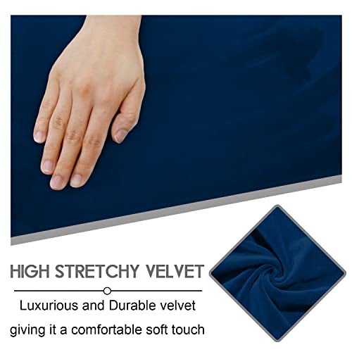 ULTICOR Reclining Love Seat with Middle Console Slipcover, 8-Piece Velvet Stretch Loveseat Reclining Sofa Covers, 2 seat Loveseat Recliner Cover, Thick, Soft, Washable, Loveseat Slipcovers (Navy) - Image 3