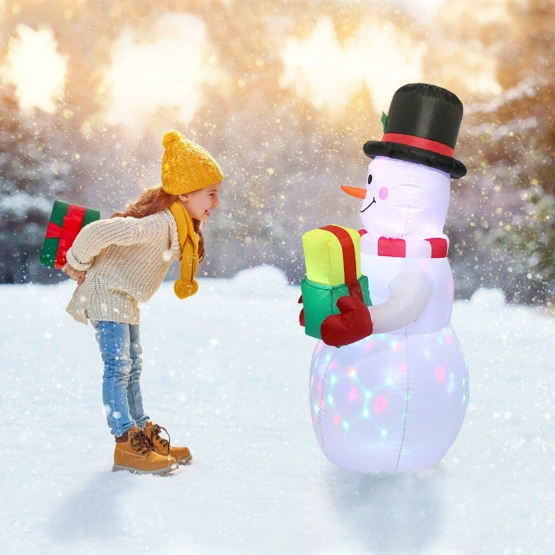 3D Snowman Oversized 3D Design - Cute Eye-Catching Built-in Soft-Color Light String Inflatable Snowman for Winter Christmas Festive Decorations - Image 4