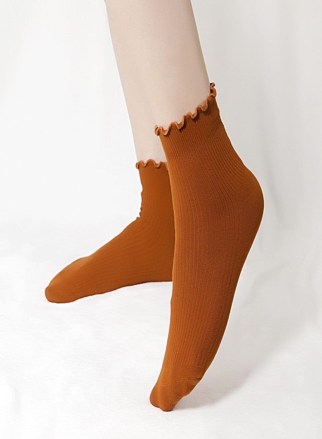 Lovful Ankle Socks for Women, Cute Ruffle Frilly Cotton Socks, Funny Novelty Socks for Women 5 Pairs - Image 5