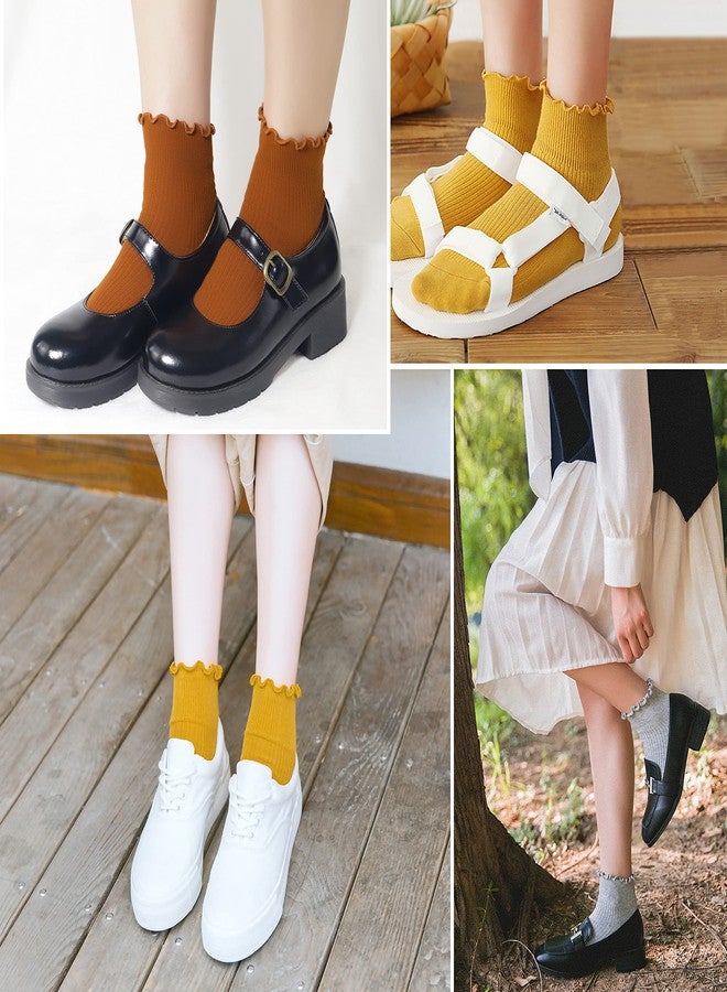Lovful Ankle Socks for Women, Cute Ruffle Frilly Cotton Socks, Funny Novelty Socks for Women 5 Pairs - Image 2