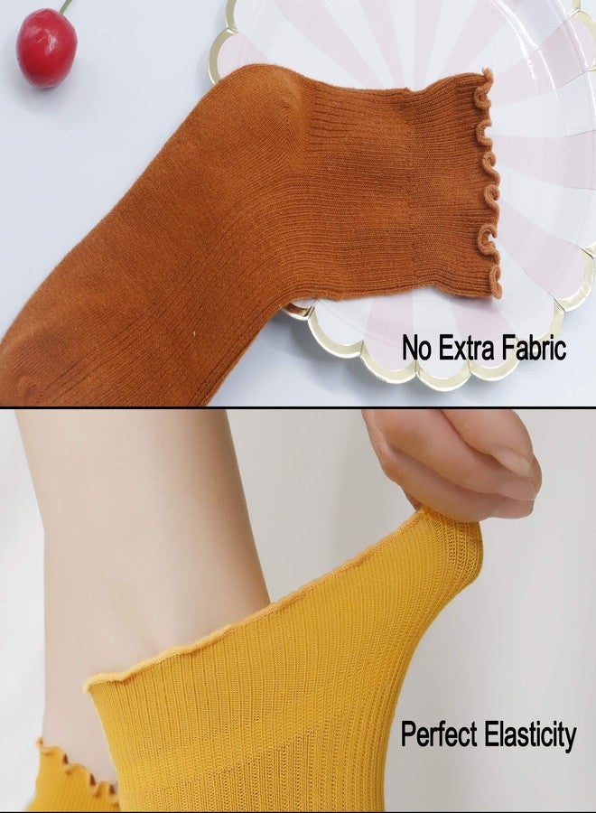 Lovful Ankle Socks for Women, Cute Ruffle Frilly Cotton Socks, Funny Novelty Socks for Women 5 Pairs - Image 4