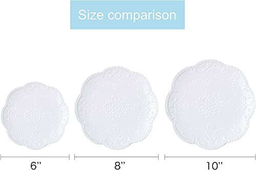 Eplze YBK Tech Elegant Round Embossed Lace Plate, Ceramic Serving Plate for Breakfast Afternoon Tea (White, 6-inch) - Image 2