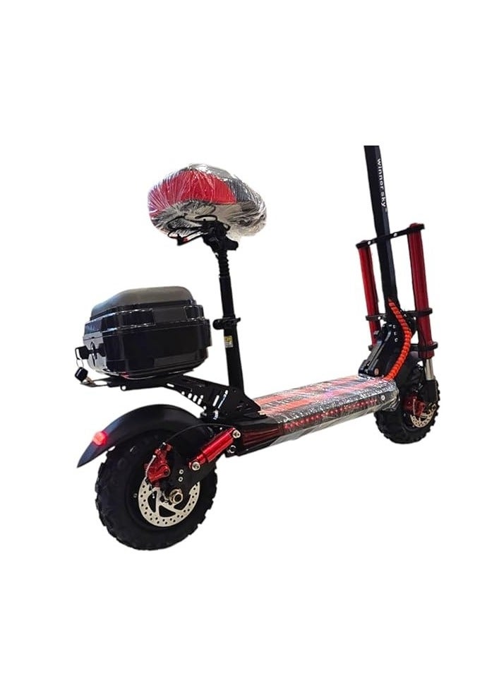 وينر سكاي سكوتر وينر سكاي K5 - محرك مزدوج، قوة 3000 واط، بدون فرشاة | بطارية 48 فولت، 15 أمبير/ساعة | تصميم قابل للطي | مكبر صوت بلوتوث ومقعد قابل للإزالة | مسند قدم خلفي وصندوق ملون | شاشة رقمية | مع شحن مجاني - Image 4