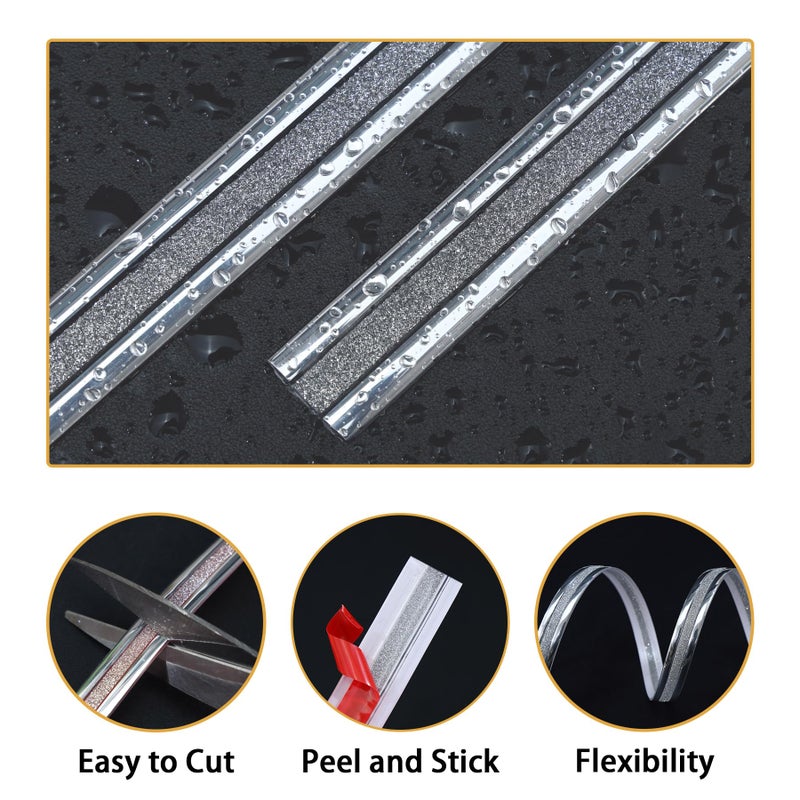 Soengsau Glittery Silver Finish Molding Trim, 196.8" L x 0.47" W Peel and Stick Decoration Strip for Ceiling, Wall, Tile Edge, Furniture Cabinet, Mirror - Image 3