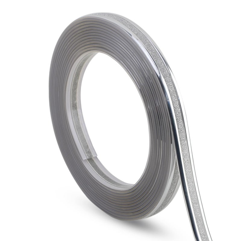 Soengsau Glittery Silver Finish Molding Trim, 196.8" L x 0.47" W Peel and Stick Decoration Strip for Ceiling, Wall, Tile Edge, Furniture Cabinet, Mirror - Image 1