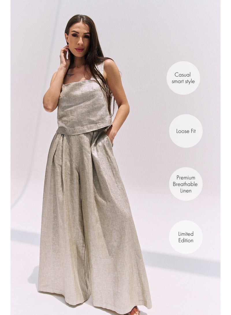 UMAY FASHION EVARA CROP TOP | GLOSSY BEIGE - Image 3