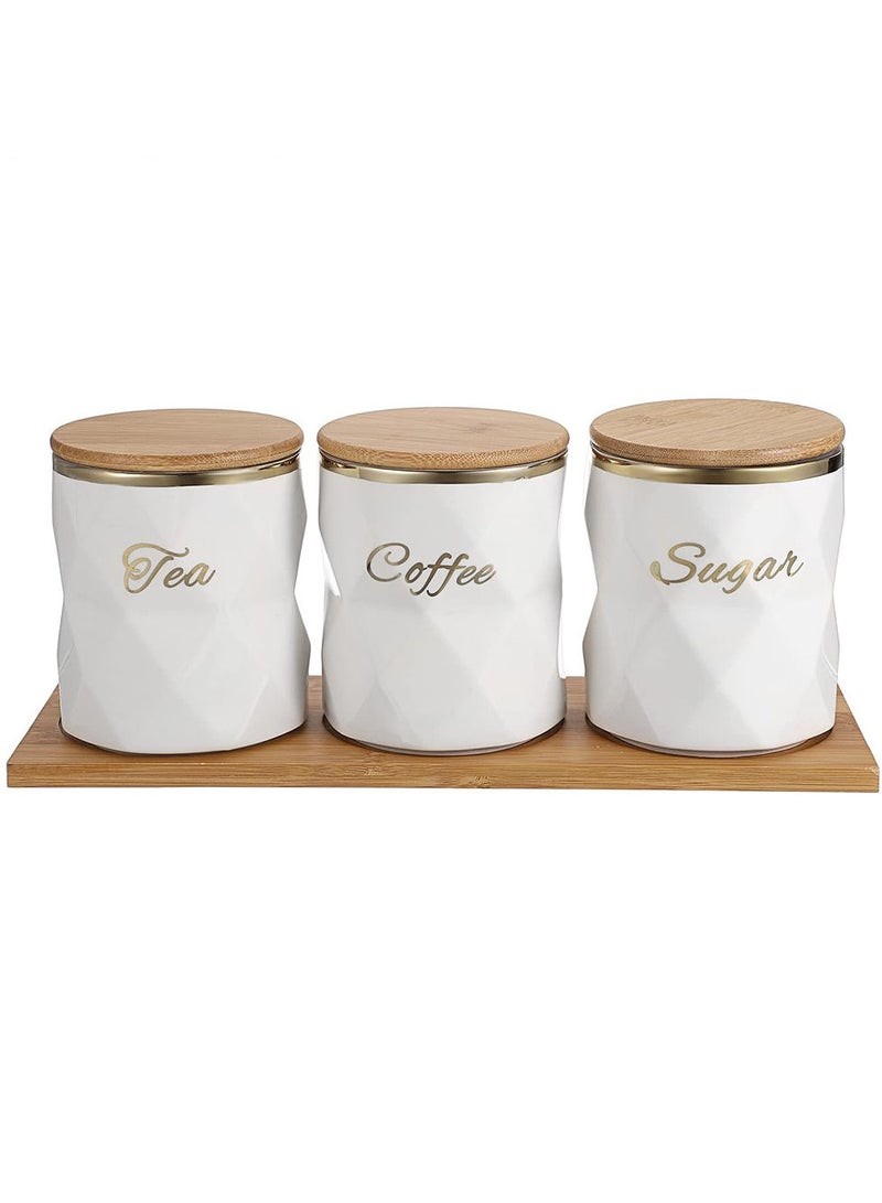 Arabest Ceramic Canisters Set for Sugar Coffee Tea, Luxurious Storage Containers Set with Lids Decorative Storage Pots Black Storage Jar for Kitchen Counter Dining Room  - Image 1