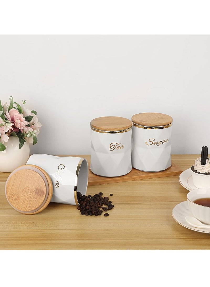 Arabest Ceramic Canisters Set for Sugar Coffee Tea, Luxurious Storage Containers Set with Lids Decorative Storage Pots Black Storage Jar for Kitchen Counter Dining Room  - Image 5