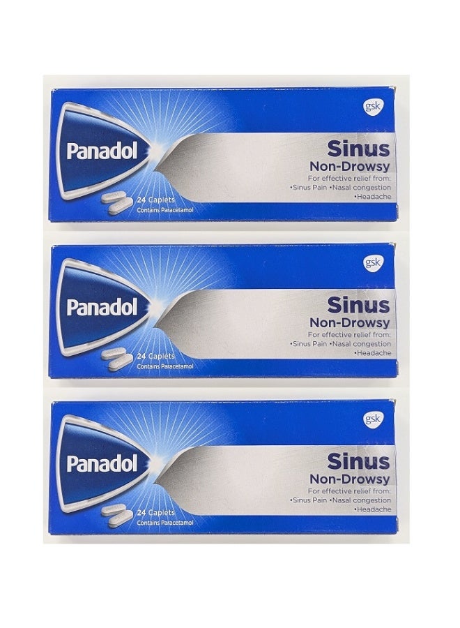 Sinus Tablet Relief Pain Nasal Congestion Headache 24 Caplet 3PCS