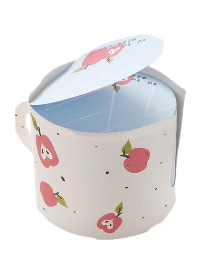 NIBEMINENT 400-Sheet Apple Printed Cup Shaped Memo Planner Blue/White/Pink