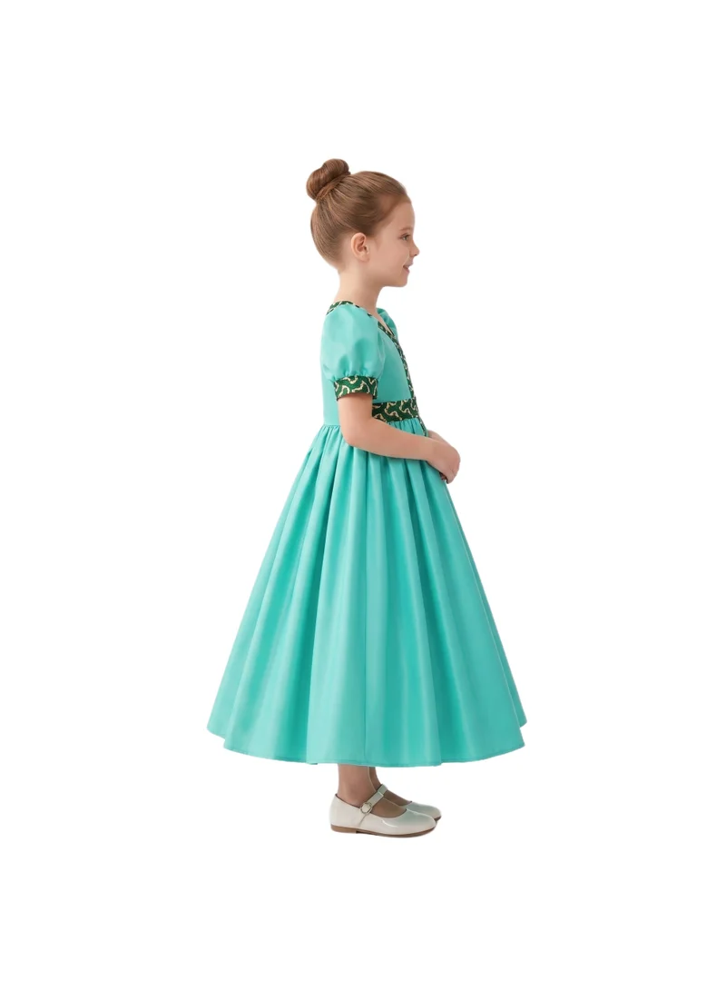 D'Daniela Turquoise Puff-Sleeve Princess Dress