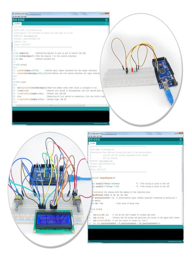 Adeept Ultimate Starter Kit Compatible with Arduino IDE Mega 2560 LCD 1602, Stepper Motor, ADXL345, Learning Kit with PDF Guidebook - Image 5