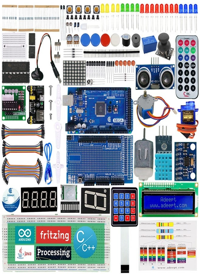 Adeept Ultimate Starter Kit Compatible with Arduino IDE Mega 2560 LCD 1602, Stepper Motor, ADXL345, Learning Kit with PDF Guidebook - Image 1