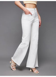 Miss Chase Miss Chase Women's Bootcut High Rise Clean Look Regular-Length Stretchable Denim Jeans (MCSS23DEN89-10-82-36, White, 36)  - Image 3