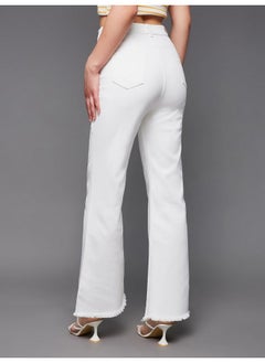 Miss Chase Miss Chase Women's Bootcut High Rise Clean Look Regular-Length Stretchable Denim Jeans (MCSS23DEN89-10-82-36, White, 36)  - Image 4