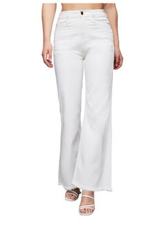 Miss Chase Miss Chase Women's Bootcut High Rise Clean Look Regular-Length Stretchable Denim Jeans (MCSS23DEN89-10-82-36, White, 36)  - Image 1