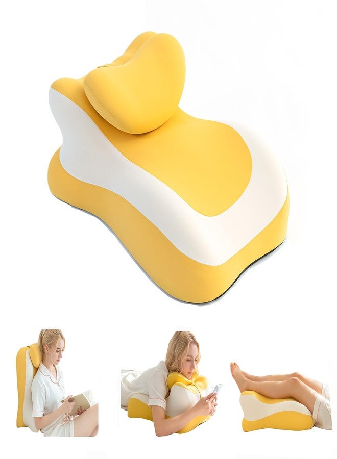 SLEEP ZONE وسادة قراءة من إسفنج الذاكرة من سليب زون، وسادة سرير داعمة متعددة الأوضاع للبالغين ذوي البنية الصغيرة، أدوات قراءة، وسائد لدعم الظهر والركبة ورفع الساقين مع غطاء قابل للغسل، أصفر - Image 1