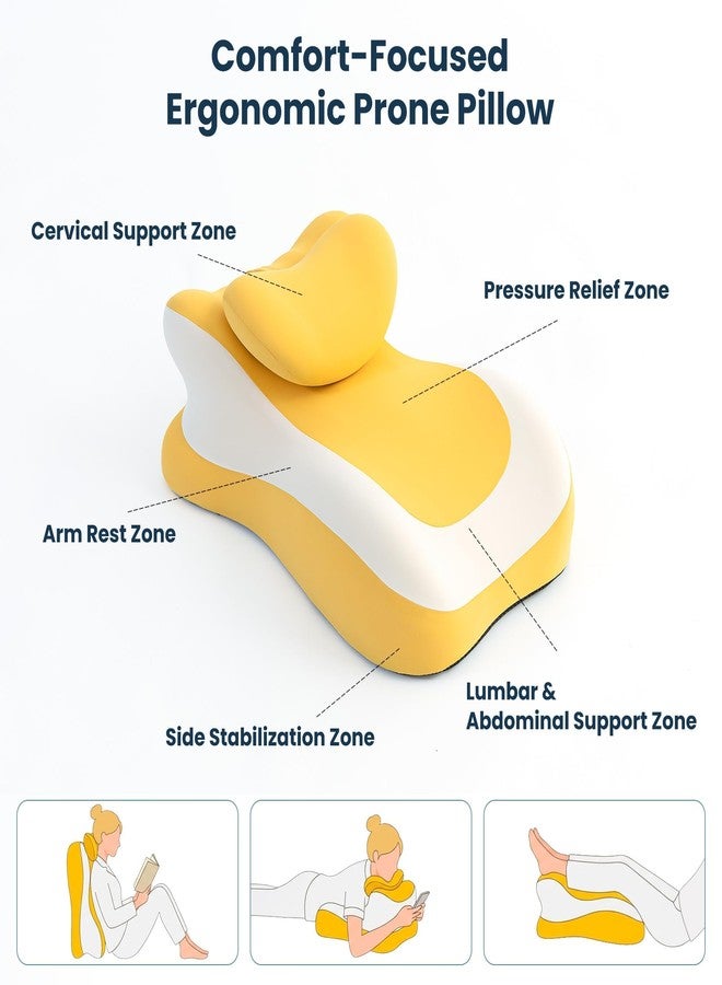 SLEEP ZONE وسادة قراءة من إسفنج الذاكرة من سليب زون، وسادة سرير داعمة متعددة الأوضاع للبالغين ذوي البنية الصغيرة، أدوات قراءة، وسائد لدعم الظهر والركبة ورفع الساقين مع غطاء قابل للغسل، أصفر - Image 2