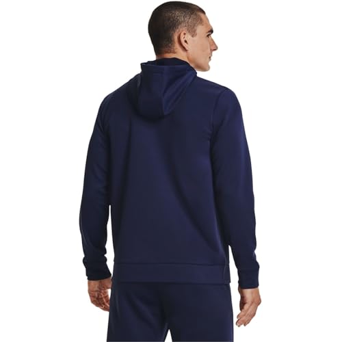Under Armour Men's ArmourFleece Full Zip Hoodie, (410) Midnight Navy / / Black, Small - Image 4