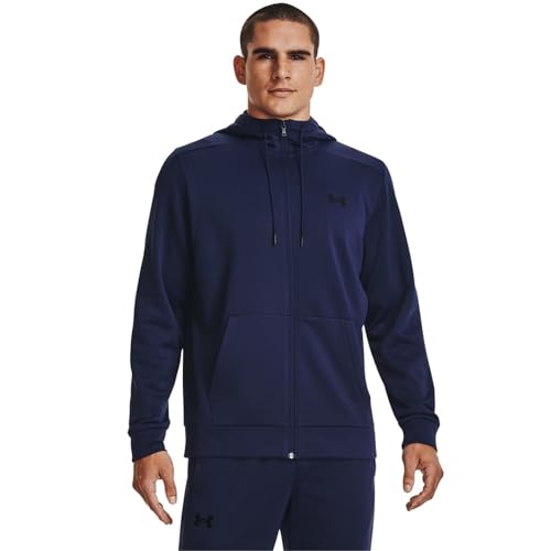 Under Armour Men's ArmourFleece Full Zip Hoodie, (410) Midnight Navy / / Black, Small - Image 3