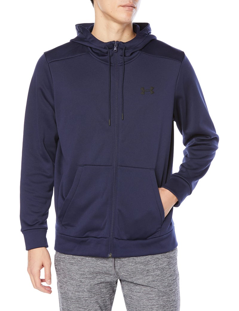 Under Armour Men's ArmourFleece Full Zip Hoodie, (410) Midnight Navy / / Black, Small - Image 1
