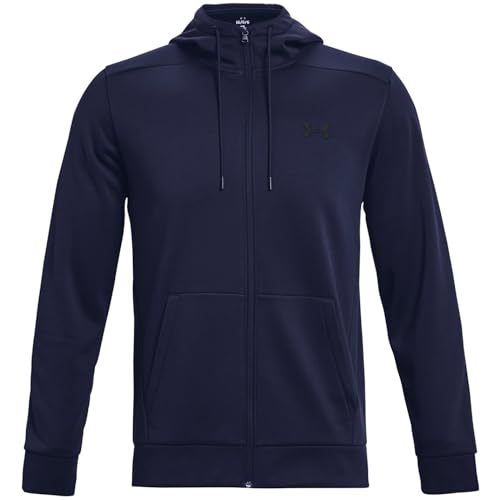 Under Armour Men's ArmourFleece Full Zip Hoodie, (410) Midnight Navy / / Black, Small - Image 2