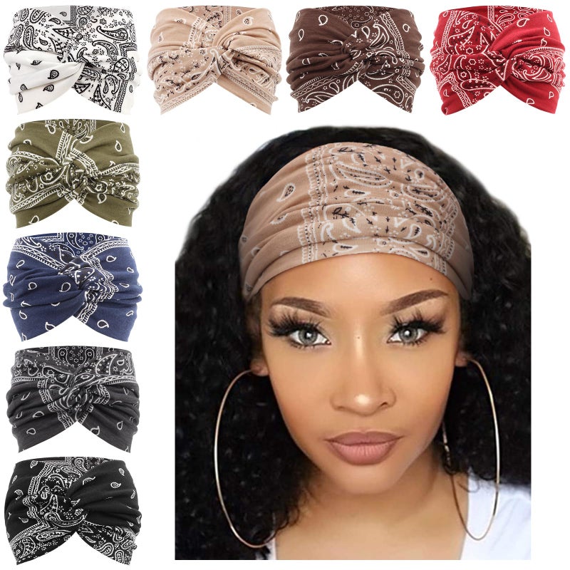 AQOKKA Extra Wide Headbands for Women Large Turban Headband Non Slip Boho Elastic Hairband Hair Twisted Knot Head Bands Accessories - Image 1