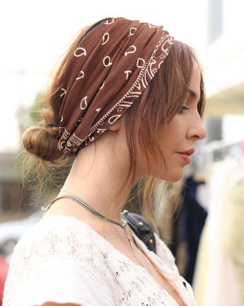 AQOKKA Extra Wide Headbands for Women Large Turban Headband Non Slip Boho Elastic Hairband Hair Twisted Knot Head Bands Accessories - Image 5