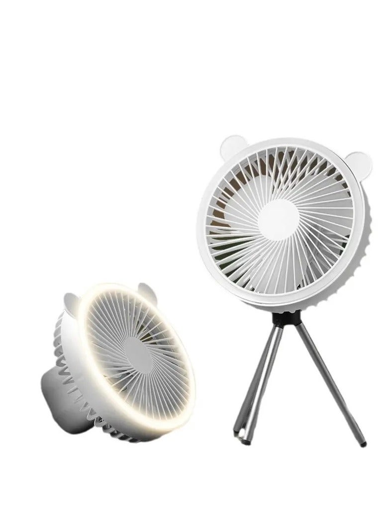 مروحة مكتب صغيرة محمولة بإضاءة ليد، وحامل ثلاثي القوائم بمنفذ USB، مع تصميم أذني دب، لون عشوائي-متعدد الالوان- 2131 - Image 4