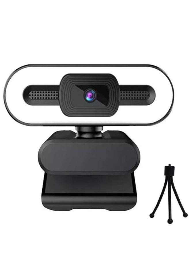 4K Webcam, Web Camera with Microphone and Fill Light, HD Autofocus Computer Camera with Privacy Cover and Tripod Stand Streaming Webcam,PlugPlay USB Wbcam for Pc Laptop Desktop Video Calling - Image 1