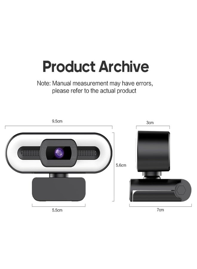 4K Webcam, Web Camera with Microphone and Fill Light, HD Autofocus Computer Camera with Privacy Cover and Tripod Stand Streaming Webcam,PlugPlay USB Wbcam for Pc Laptop Desktop Video Calling - Image 5