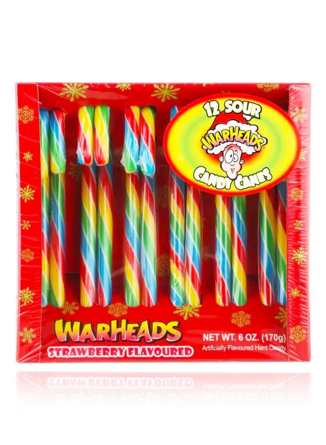 Warheads Super Sour Strawberry Candy Canes 170g (12 Pcs) - Image 1