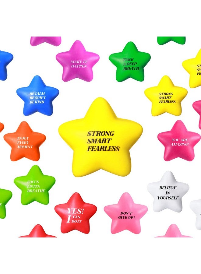 Sratte 60 Pcs Motivational Stress Ball For Kids Adults Star Stress Ball With Quotes Assorted Colors Small Stress Relief Balls Mini Motivational Stress Balls Inspirational Foam Ball (Multi Colors) - Image 1