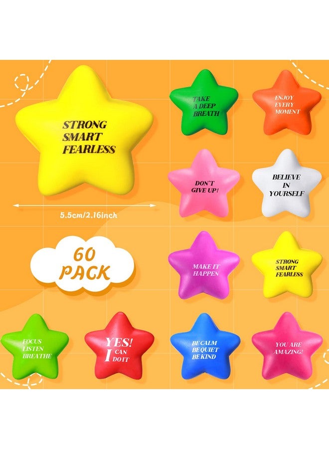 Sratte 60 Pcs Motivational Stress Ball For Kids Adults Star Stress Ball With Quotes Assorted Colors Small Stress Relief Balls Mini Motivational Stress Balls Inspirational Foam Ball (Multi Colors) - Image 3