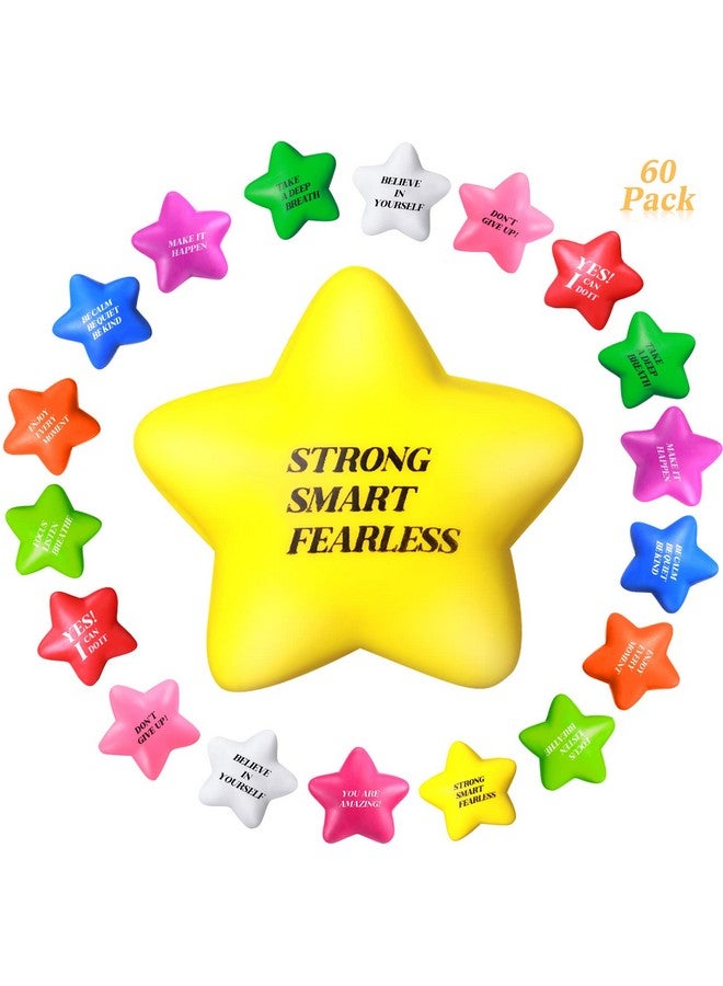 Sratte 60 Pcs Motivational Stress Ball For Kids Adults Star Stress Ball With Quotes Assorted Colors Small Stress Relief Balls Mini Motivational Stress Balls Inspirational Foam Ball (Multi Colors) - Image 2