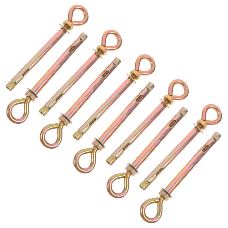 10pcs Heavy Duty Zinc Galvanized Eye Bolts Ring Hooks for Concrete Expansion - Image 2