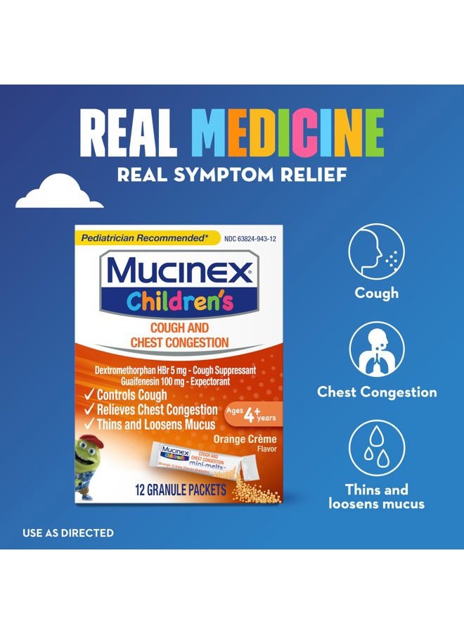 MUCINEX مذيب بلغم للأطفال ومثبط للسعال، ميني ميلتس، كريمة البرتقال، 12 حبة (قد يختلف التغليف) - Image 2