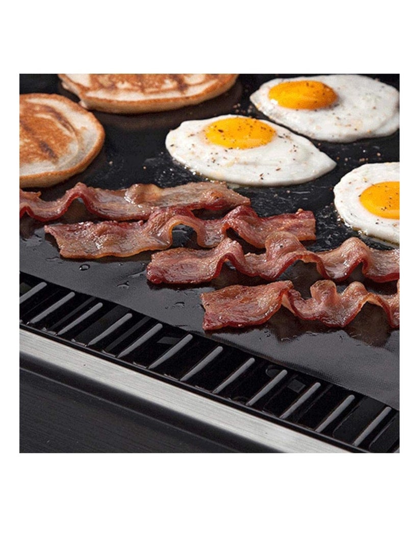 5pcs Non-Stick BBQ Grill Mats, Portable Baking Sheets for Outdoor Picnics and Barbecues, 40x33CM (Black)