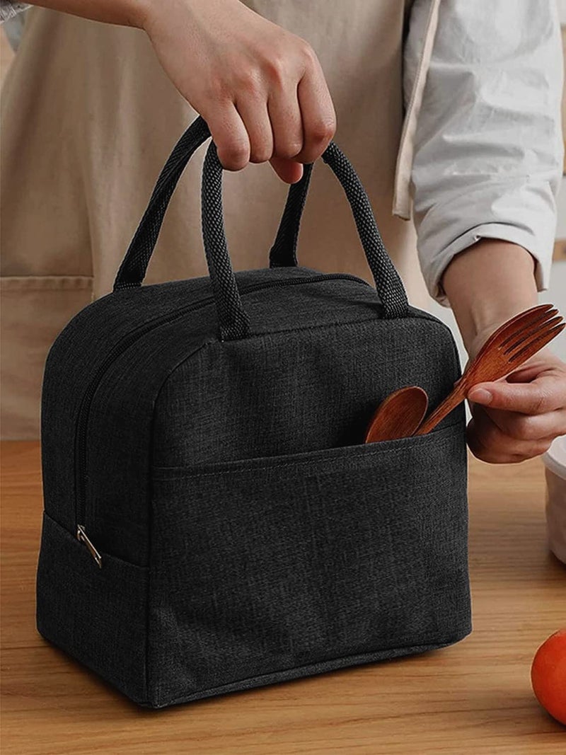 Zollyss Insulated Lunch Bag Travel Nylon Storage Tiffin Bag | Leakproof Keeps Hot and Cold Unisex Lunch Box Bag for Kids, Office, Picnic, School (Black) - Image 5