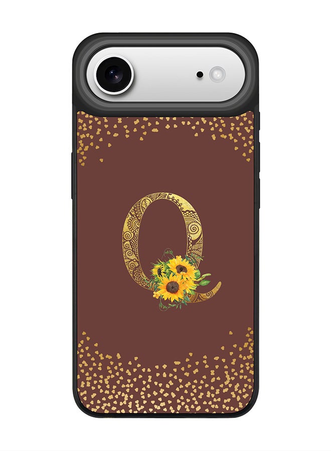 Stylizedd iPhone Air Case, [Compatible with MagSafe] Slim Magnetic cover Phone Case iPhone Air -Custom Floral Monogram - Q  (Brown ) - Image 1