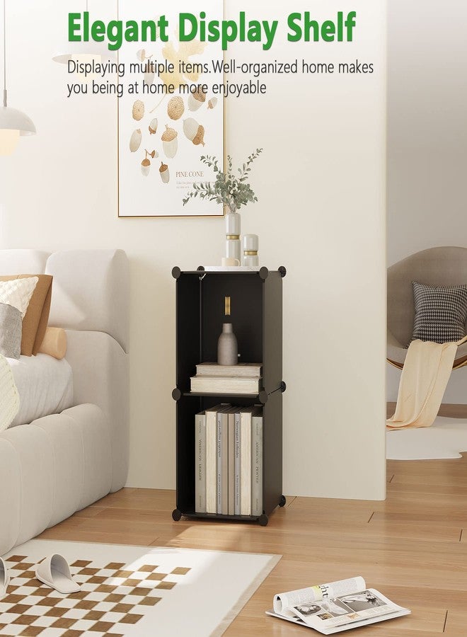 C&AHOME Cube Storage, 2-Cube Organizer Units, Plastic Closet Storage Shelves, DIY Book Shelf, Modular Bookcase, Cabinet Ideal for Bedroom, Living Room, Home Office, 12.4" L x 12.4" W x 24.8" H Black - Image 2