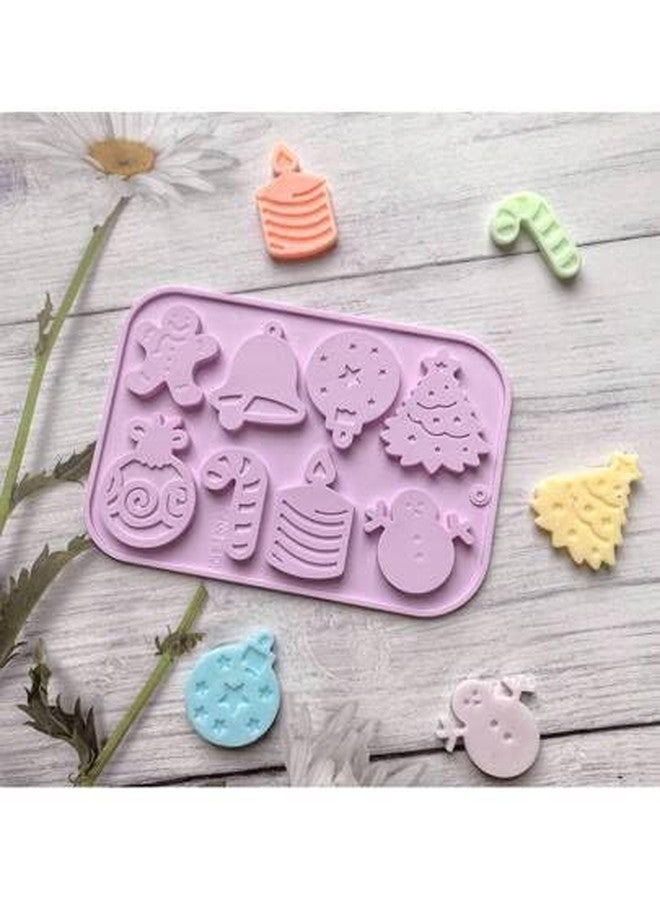 BITSKY INDIA 8 Cavity Christmas Candy Molds Christmas Chocolate Molds Xmas Tree Snowman Snowflakes Socks Bells Santa Hat Baking gummyMold for Making Chocolate Candy - Image 2