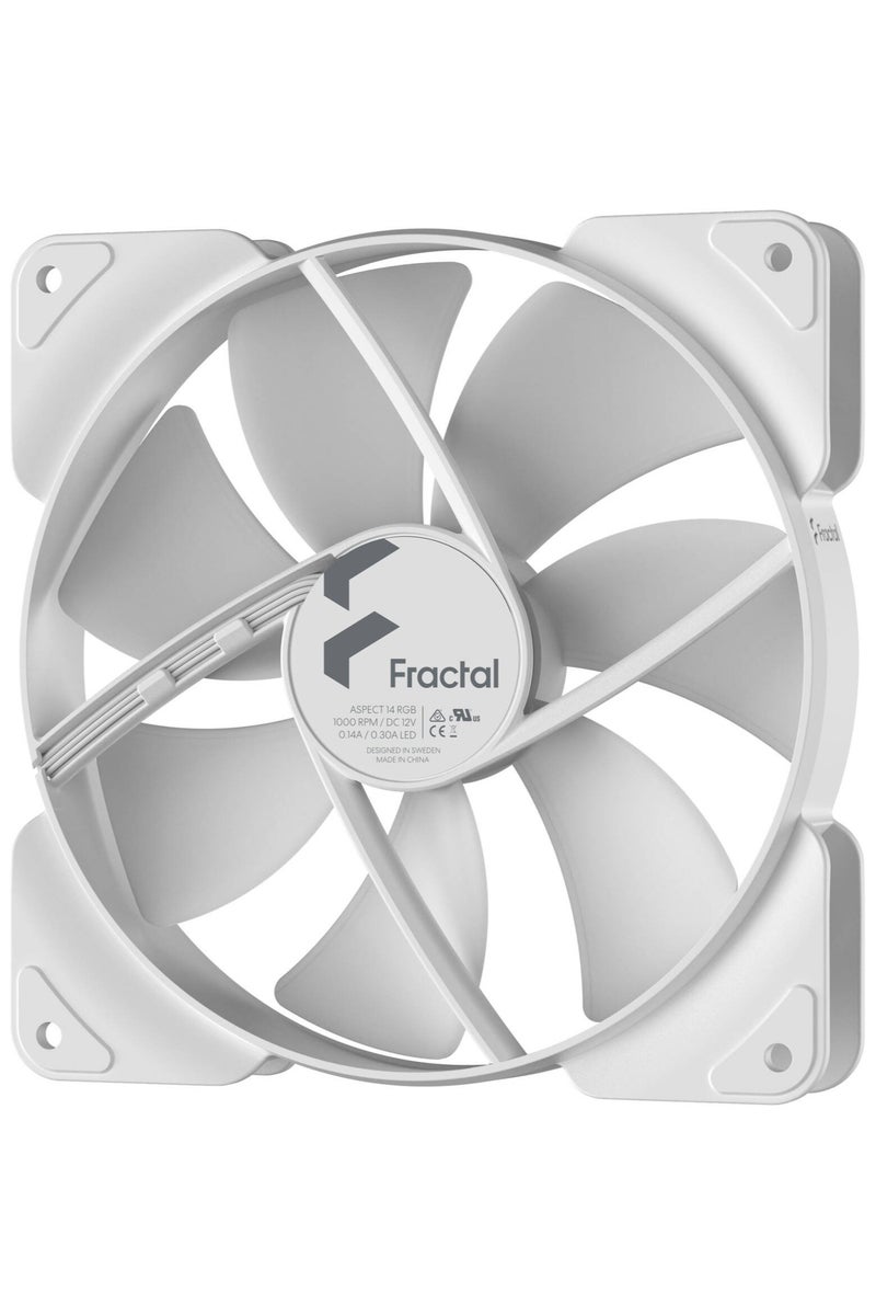 Fractal Design Aspect 14 RGB 140mm Case Fan, White Frame, Rifle Bearing, 1000 RPM, 41 CFM, 19.5 dBA, 3-Pin Connector + 5V ARGB, Daisy-Chain Support, Anti-Vibration Pads, ARGB Hub LEDs | FD-F-AS1-1408 - Image 4