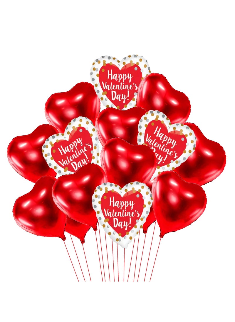 Boxwoods 15 PCS Of Love Theme Heart Shape Red And White Foil Balloons  - Image 1
