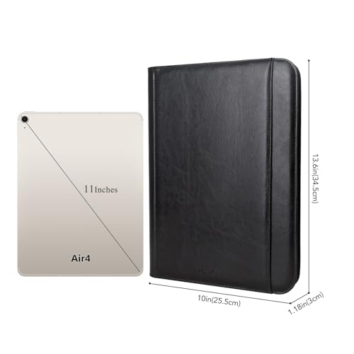 IVESIGN Faux Leather Portfolio Padfolio Organizer with Calculator, Writing Pad, Zipper Closure, Tablet Sleeve, Clipboard with Storage, Document Organizer, Business Card Holder, Note Pads-Black - Image 2