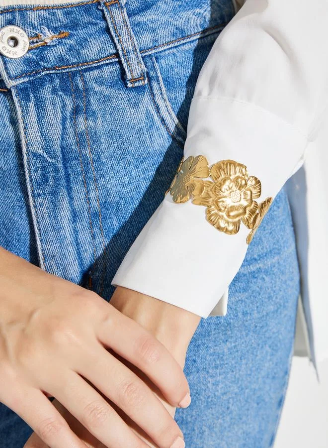 Styli Gold Floral Cuff Bracelet