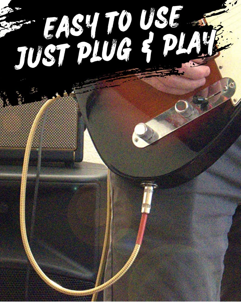 Powered By Rock Guitar Cable for Electric Guitar & Bass - 20ft Instrument Cable - No Buzzing or Tangles - 1/4 Inch Male to Male Inputs with a Right Angle Jack On One End to Secure Your Amp Cord - Image 2